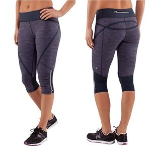 Lululemon Run Pace Crop Legging Tight Wee Are From Space Deep Indigo Size 4